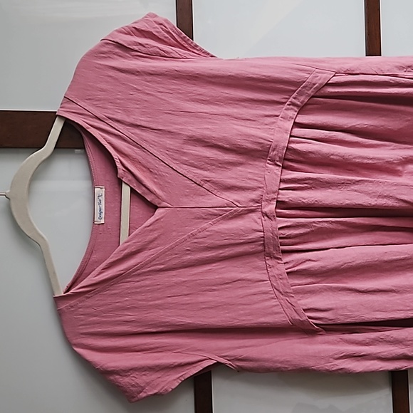 Loose pocket, casual shoet sleeve,  linen and cotton dress - Picture 2 of 3